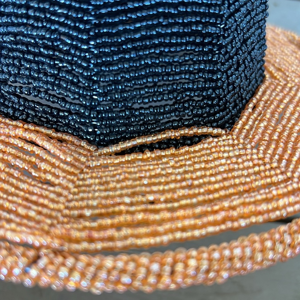 Beaded Halloween orange and black witch hat decor spider detail 15 in tall - Picture 5 of 10